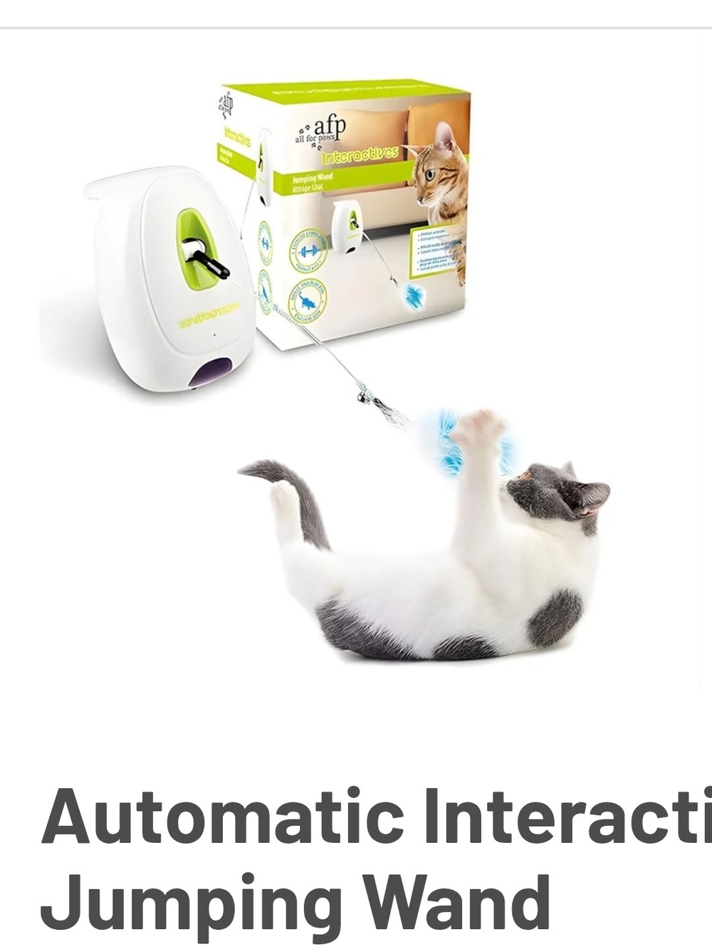 Automatic Interactive Cat Wand Toy - White & Lime